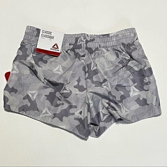 NWT Reebok Gray Silver Camo Print Woven Running Shorts Size 6 - Picture 4 of 10